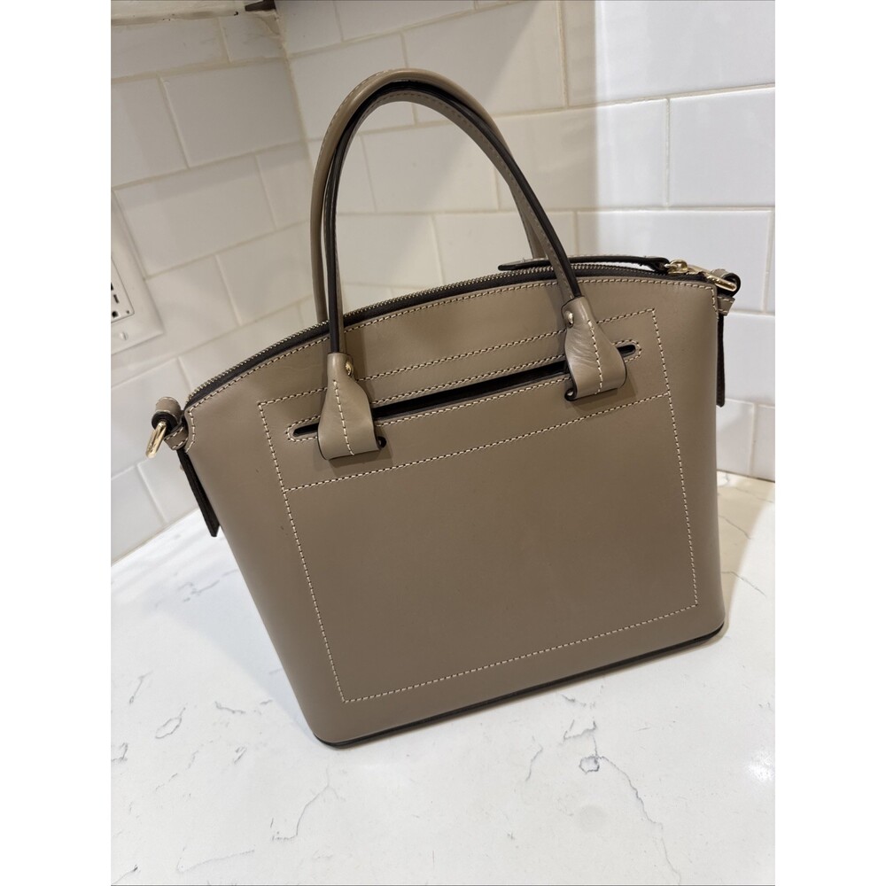 As Is Dooney and Bourke Beacon Light Taupe Leather Satchel Bag - Picture 6 of 17